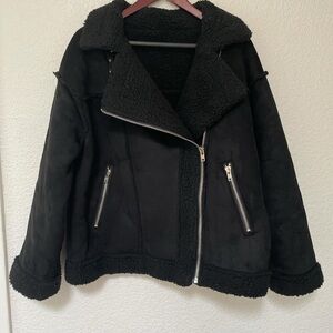Black oversized Sherpa jacket